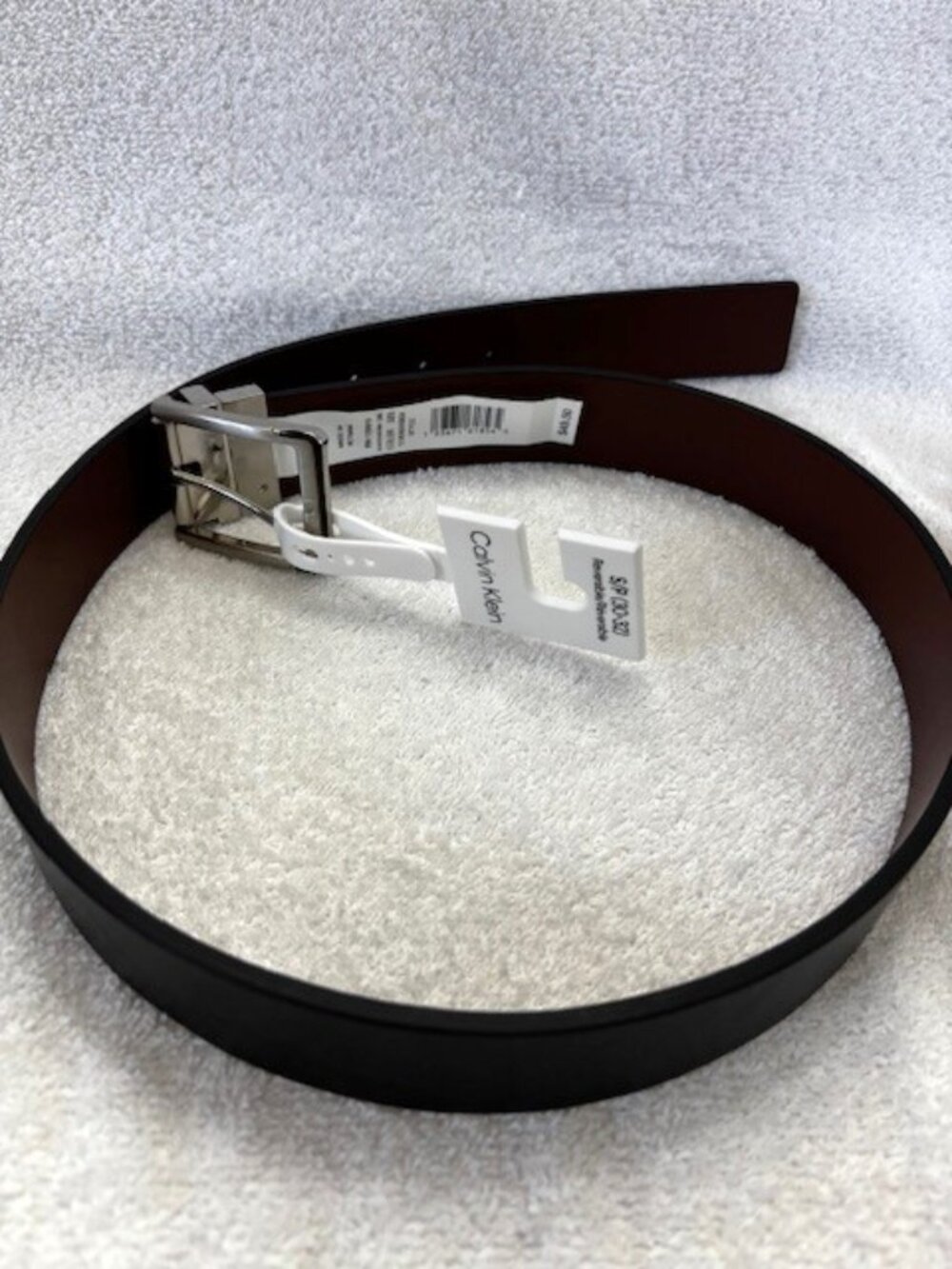 Calvin Klein reversible black/brown belt - silver tone metal buckle NWT Men's S